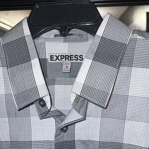 EUC- NICE BLACK AND WHITE EXPRESS MENS DRESS SHIRT SZ XL